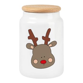mignon orignal pour Noël - Boîte à biscuits avec couvercle en bois - blanc - Devant