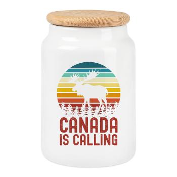 Orignal du Canada - Boîte à biscuits avec couvercle en bois - blanc - Devant