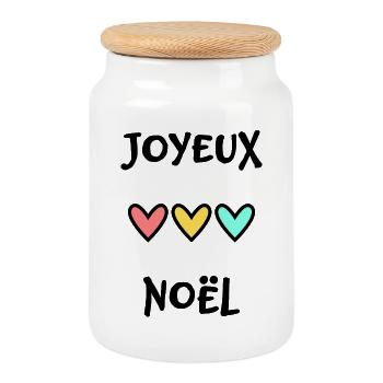 NOËL. JOYEUX NOËL. MERRY CHRISTMAS. PÈRE NOËL - Boîte à biscuits avec couvercle en bois - blanc - Devant