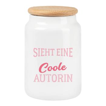 So sieht eine coole Autorin aus Schriftstellerin - Keksdose mit Holzdeckel - Weiß - Vorne