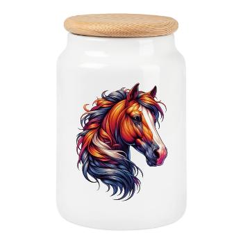 Cheval - Boîte à biscuits avec couvercle en bois - blanc - Devant