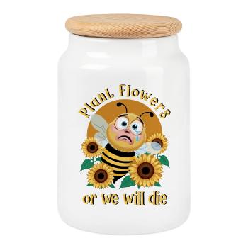 Bienen Retten - Keksdose mit Holzdeckel - Weiß - Vorne