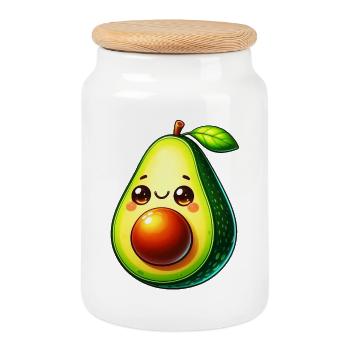 Avocat - Boîte à biscuits avec couvercle en bois - blanc - Devant