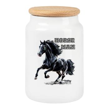 Cavalier - Etalon - Boîte à biscuits avec couvercle en bois - blanc - Devant