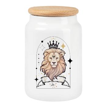 Leo 1 - Cookie Jar with Wooden Lid - white - Front