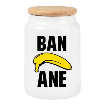 Banane - Keksdose mit Holzdeckel - Weiß - Vorne
