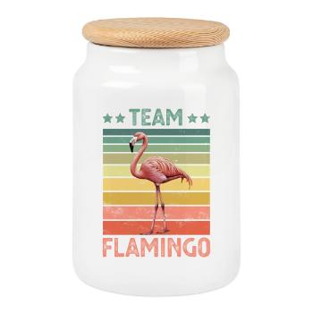 Flamant - Boîte à biscuits avec couvercle en bois - blanc - Devant