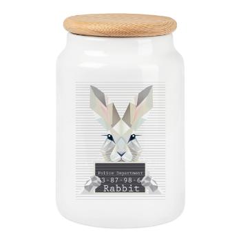 Rabbit Mugshot – L’humour du lapin en géométrie - Boîte à biscuits avec couvercle en bois - blanc - Devant