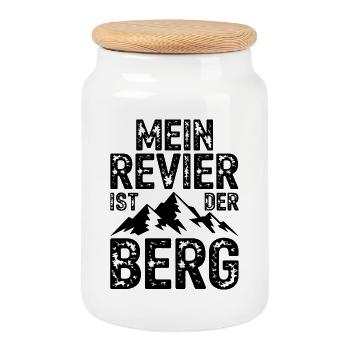 Mein Revier ist der Berg - Keksdose mit Holzdeckel - Weiß - Vorne