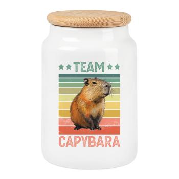 Capybara Wasserschwein - Keksdose mit Holzdeckel - Weiß - Vorne