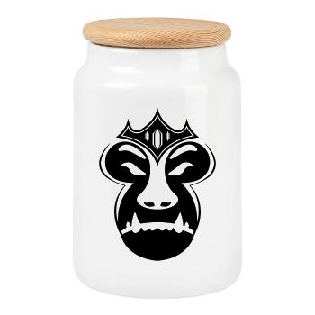 Singe Roi – Emblème de Domination Urbaine - Boîte à biscuits avec couvercle en bois - blanc - Devant