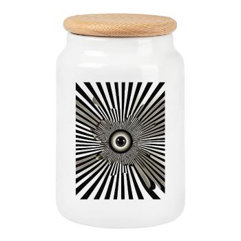 L’œil dans une mer de raies - Boîte à biscuits avec couvercle en bois - blanc - Devant