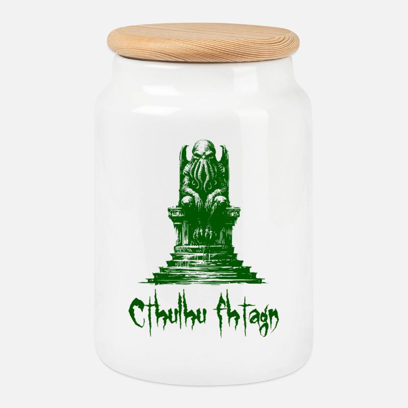 Statue von Cthulhu - Keksdose mit Holzdeckel - Weiß