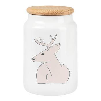 Illustration de renne minimaliste - Boîte à biscuits avec couvercle en bois - blanc - Devant