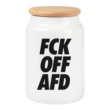 FCK OFF AFD Chemise de protestation - Boîte à biscuits avec couvercle en bois - blanc - Devant