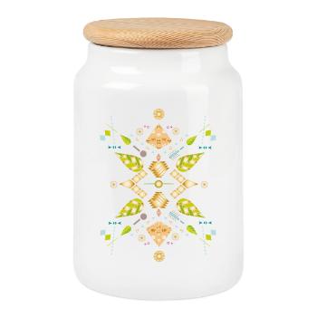 Symbol made of leaves, gemstones, optics & geometry - Cookie Jar with Wooden Lid - white - Front
