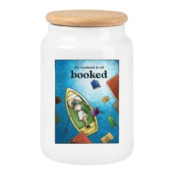 Sea of Words - Cookie Jar with Wooden Lid - white - Front