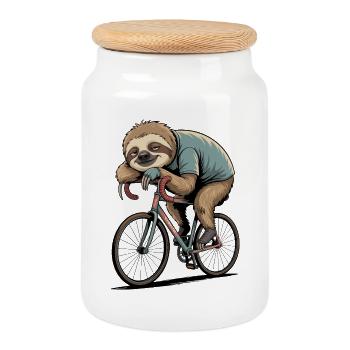 Free Bicycle and Nature Lover - Cookie Jar with Wooden Lid - white - Front