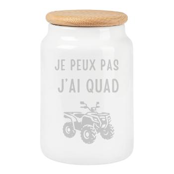 I can't I have a quad - Cookie Jar with Wooden Lid - white - Front