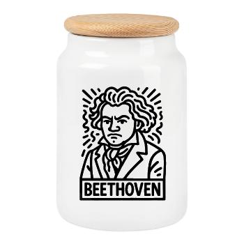 Ludwig van Beethoven - Boîte à biscuits avec couvercle en bois - blanc - Devant
