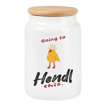Retail design with chicken and humor - Cookie Jar with Wooden Lid - white - Front