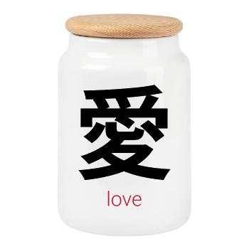 愛 – Ai, Japanische Liebe - Keksdose mit Holzdeckel - Weiß - Vorne