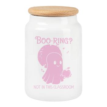 Funny Teacher Skeleton Halloween Classroom - Cookie Jar with Wooden Lid - white - Front