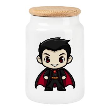 Vampir Comic - Keksdose mit Holzdeckel - Weiß - Vorne