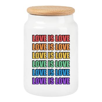 Rainbow Love Is Love LGBT Pride Merch - Boîte à biscuits avec couvercle en bois - blanc - Devant