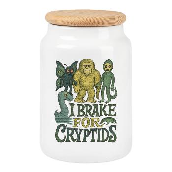Kryptische Kreatur Natur Illustration - Keksdose mit Holzdeckel - Weiß - Vorne