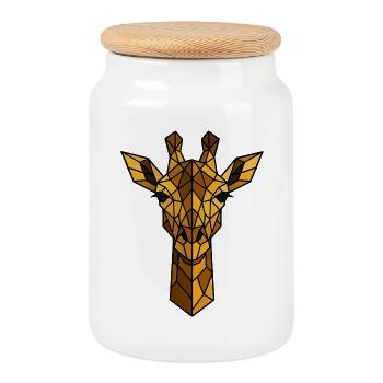 Geometrische Giraffen-Illustration - Keksdose mit Holzdeckel - Weiß - Vorne