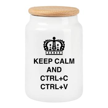 Class shirts Keep calm and CTRL+C CTRL+V - Cookie Jar with Wooden Lid - white - Front