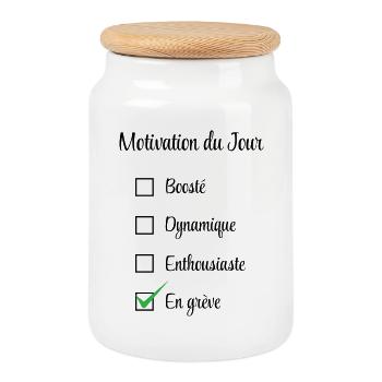 Motivation des Tages: im Streik - Keksdose mit Holzdeckel - Weiß - Vorne