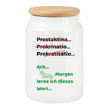Prokrastination lustiger Spruch Hängematte - Keksdose mit Holzdeckel - Weiß - Vorne