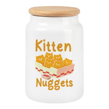Pépites de chaton - Boîte à biscuits avec couvercle en bois - blanc - Devant