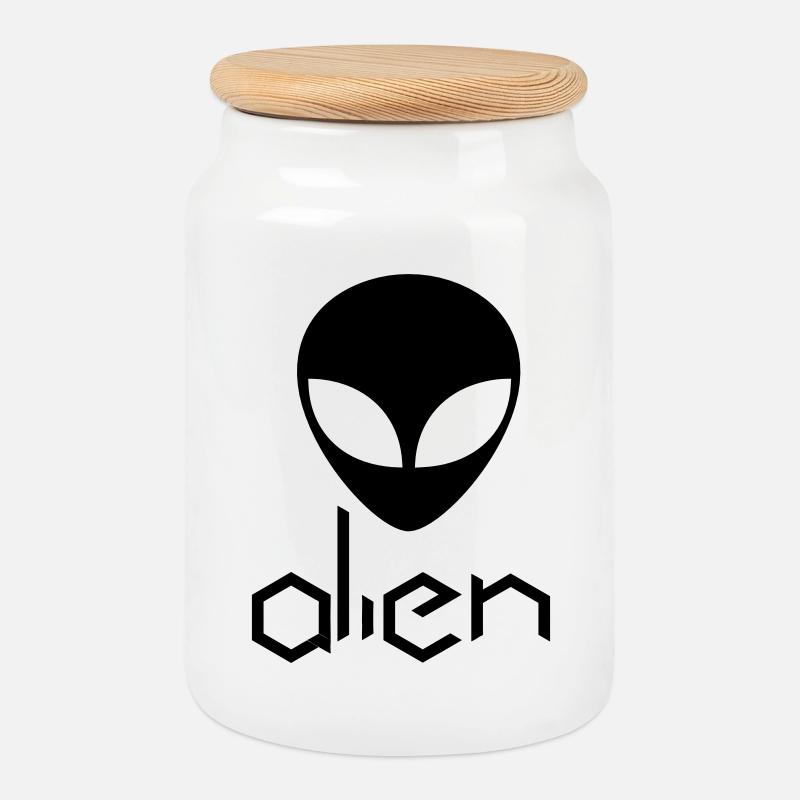 Alien - Cookie Jar with Wooden Lid - white