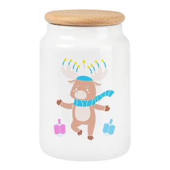 Hanukkah Chanukkah Hanukah - Cookie Jar with Wooden Lid - white - Front