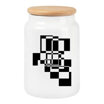 Formes et motifs abstraits Cadeau - Boîte à biscuits avec couvercle en bois - blanc - Devant
