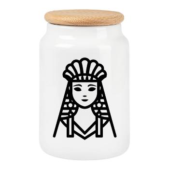 pharaon - Boîte à biscuits avec couvercle en bois - blanc - Devant