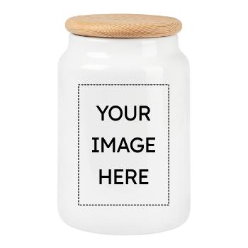 Platzhalter: Your Image Here - Keksdose mit Holzdeckel - Weiß - Vorne