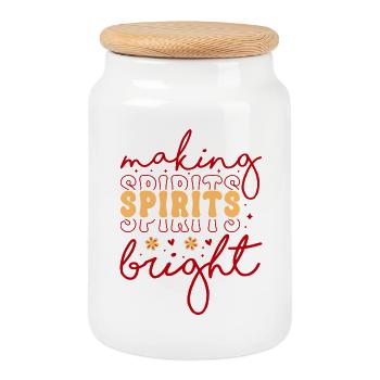 Rendez les esprits de Noël lumineux - Boîte à biscuits avec couvercle en bois - blanc - Devant