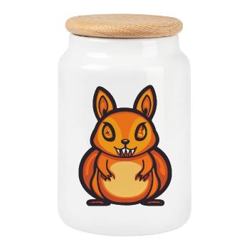 Squirrel Halloween Comic Funny - Cookie Jar with Wooden Lid - white - Front