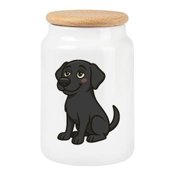 Verliebter Labrador – Süßes Hundemotiv  - Keksdose mit Holzdeckel - Weiß - Vorne