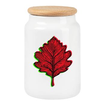 🍁 Anpassbares Herbstblatt. Deine Farben, dein Stil - Keksdose mit Holzdeckel - Weiß - Vorne