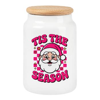 Di Die Saison Neon Weihnachtsmann - Keksdose mit Holzdeckel - Weiß - Vorne