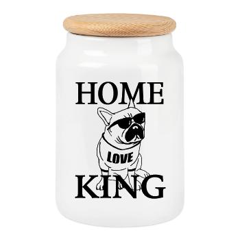Dog Mom | Cute Dog Lover Statement Design - Cookie Jar with Wooden Lid - white - Front