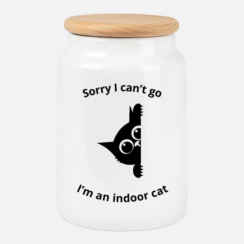 Ich bin eine Hauskatze mit süßem und lustigem Design. - Keksdose mit Holzdeckel - Weiß