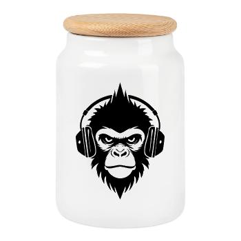 Chemise classique Monkey Head Punk Studio Mix - Boîte à biscuits avec couvercle en bois - blanc - Devant
