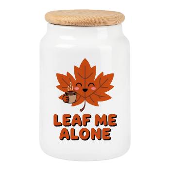 Leaf me Alone - T-Shirt drôle d’automne - Boîte à biscuits avec couvercle en bois - blanc - Devant