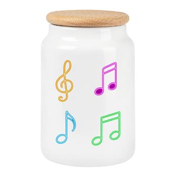 Neon Sheet Music – Music Vibes - Cookie Jar with Wooden Lid - white - Front